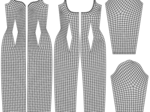 Long Sleeve Sweetheart Neck Bodycon Maxi Dress Womens 3D Clothing Model 3D Model