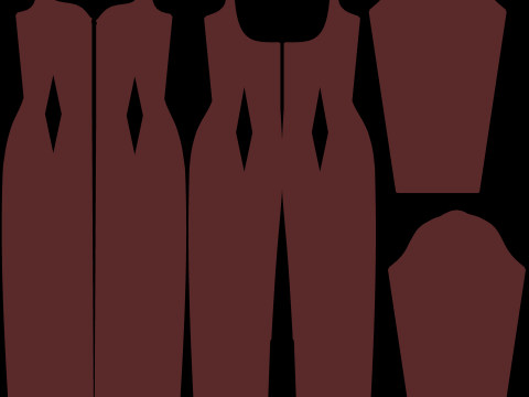 Long Sleeve Sweetheart Neck Bodycon Maxi Dress Womens 3D Clothing Model 3D Model