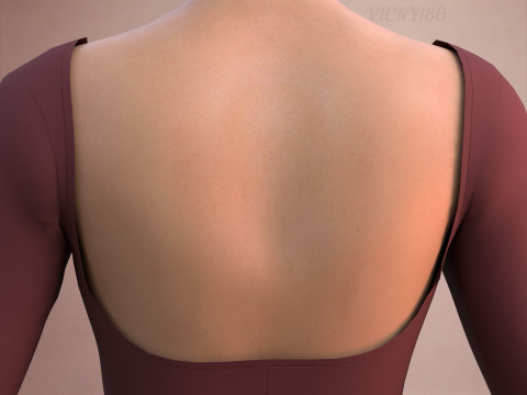 Long Sleeve Sweetheart Neck Bodycon Maxi Dress Womens 3D Clothing Model 3D Model