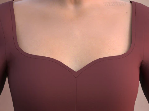 Long Sleeve Sweetheart Neck Bodycon Maxi Dress Womens 3D Clothing Model 3D Model