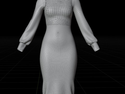 Pinafore Dress and Shirt Corporate Outfit - Two Piece Womens Clothing Set 3D Model