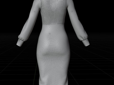 Pinafore Dress and Shirt Corporate Outfit - Two Piece Womens Clothing Set 3D Model