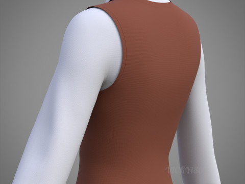 Pinafore Dress and Shirt Corporate Outfit - Two Piece Womens Clothing Set 3D Model