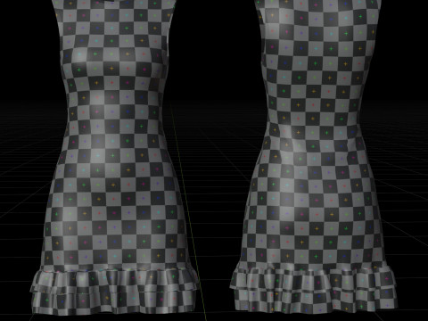 Low Poly Sleeveless Sheath Dress with Sheer Ruffle Hem Game Ready Clothing Model 3D Model