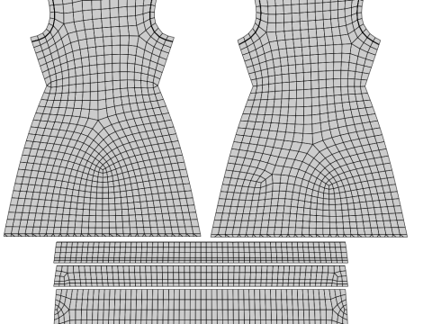 Low Poly Sleeveless Sheath Dress with Sheer Ruffle Hem Game Ready Clothing Model 3D Model