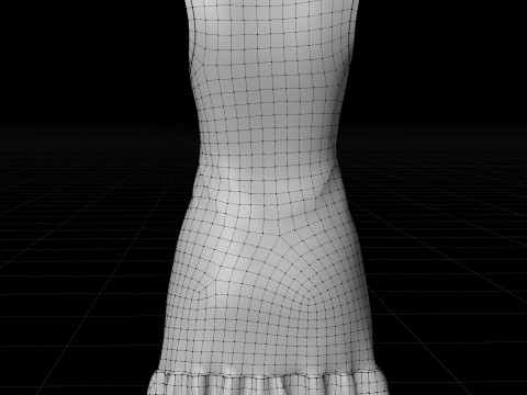 Low Poly Sleeveless Sheath Dress with Sheer Ruffle Hem Game Ready Clothing Model 3D Model