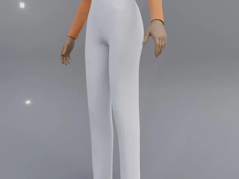 Roupa Feminina - Conjunto de Top e Cal&ccedil;a com Gola Alta Modelo 3D Modelo 3D