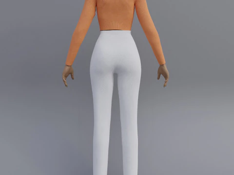 Roupa Feminina - Conjunto de Top e Cal&ccedil;a com Gola Alta Modelo 3D Modelo 3D