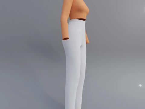 Roupa Feminina - Conjunto de Top e Cal&ccedil;a com Gola Alta Modelo 3D Modelo 3D