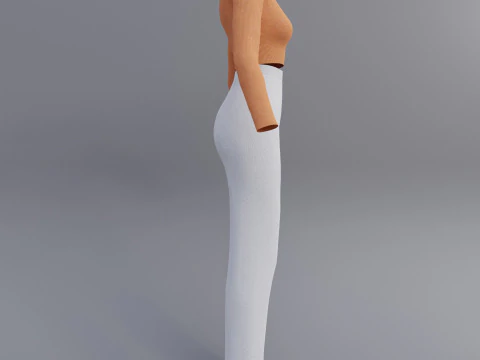 Roupa Feminina - Conjunto de Top e Cal&ccedil;a com Gola Alta Modelo 3D Modelo 3D