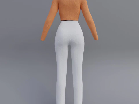 Roupa Feminina - Conjunto de Top e Cal&ccedil;a com Gola Alta Modelo 3D Modelo 3D