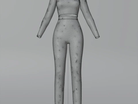 Roupa Feminina - Conjunto de Top e Cal&ccedil;a com Gola Alta Modelo 3D Modelo 3D