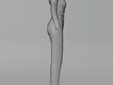 Roupa Feminina - Conjunto de Top e Cal&ccedil;a com Gola Alta Modelo 3D Modelo 3D