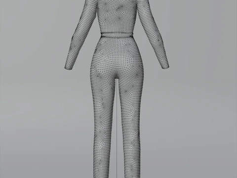 Roupa Feminina - Conjunto de Top e Cal&ccedil;a com Gola Alta Modelo 3D Modelo 3D
