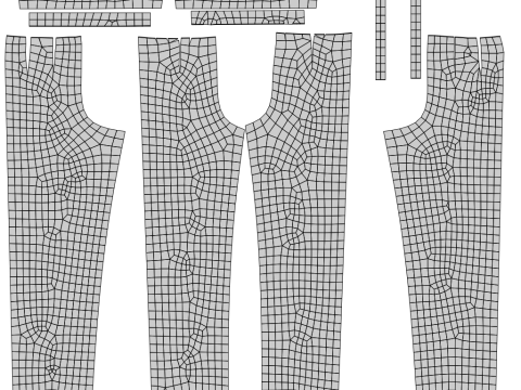 Two-Piece Stripes Outfit Cami Crop Top and Pants Female Clothing 3D Model