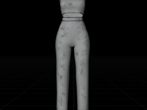 Two-Piece Stripes Outfit Cami Crop Top and Pants Female Clothing 3D Model