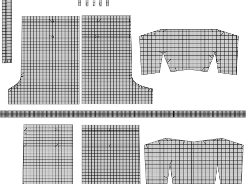 Checkered Two-Piece Outfit Plaid Cami Top and Belted Shorts Female Clothing 3D Model