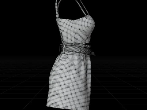 Checkered Two-Piece Outfit Plaid Cami Top and Belted Shorts Female Clothing 3D Model