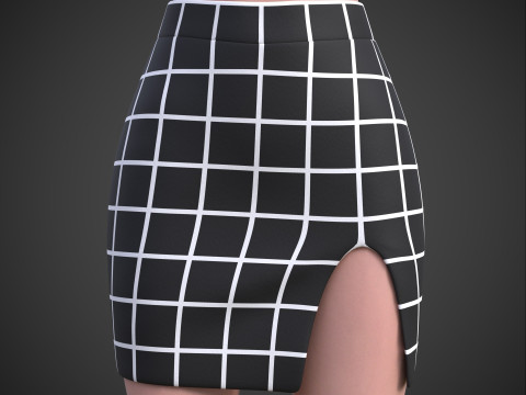 Two-Piece Outfit Plaid Singlet Crop Top and Mini Skirt Female Clothing Asset 3D Model