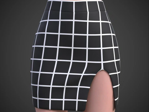Two-Piece Outfit Plaid Singlet Crop Top and Mini Skirt Female Clothing Asset 3D Model