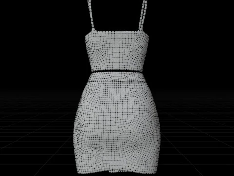 Two-Piece Outfit Plaid Singlet Crop Top and Mini Skirt Female Clothing Asset 3D Model