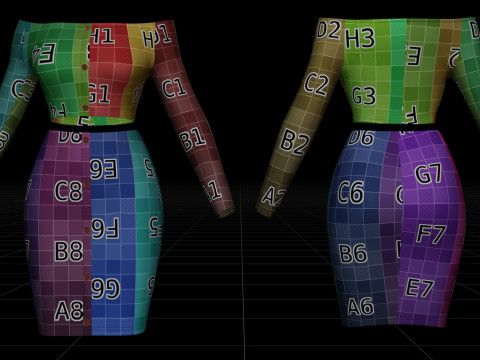 Sexy Off-Shoulder 2-Piece Set Knitted Bodycon Crop Top and Mini Skirt Female Clothing Asset 3D Model