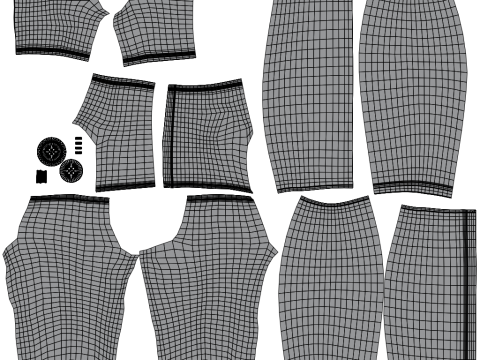 Sexy Off-Shoulder 2-Piece Set Knitted Bodycon Crop Top and Mini Skirt Female Clothing Asset 3D Model