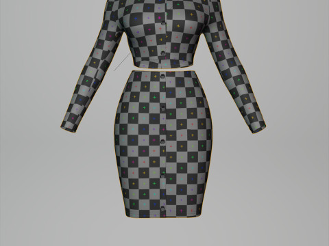 Sexy Off-Shoulder 2-Piece Set Knitted Bodycon Crop Top and Mini Skirt Female Clothing Asset 3D Model