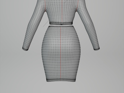 Sexy Off-Shoulder 2-Piece Set Knitted Bodycon Crop Top and Mini Skirt Female Clothing Asset 3D Model