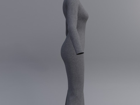 Long sleeve Turtleneck Bodycon Wool Dress 3D Female Clothing Asset 3D Model