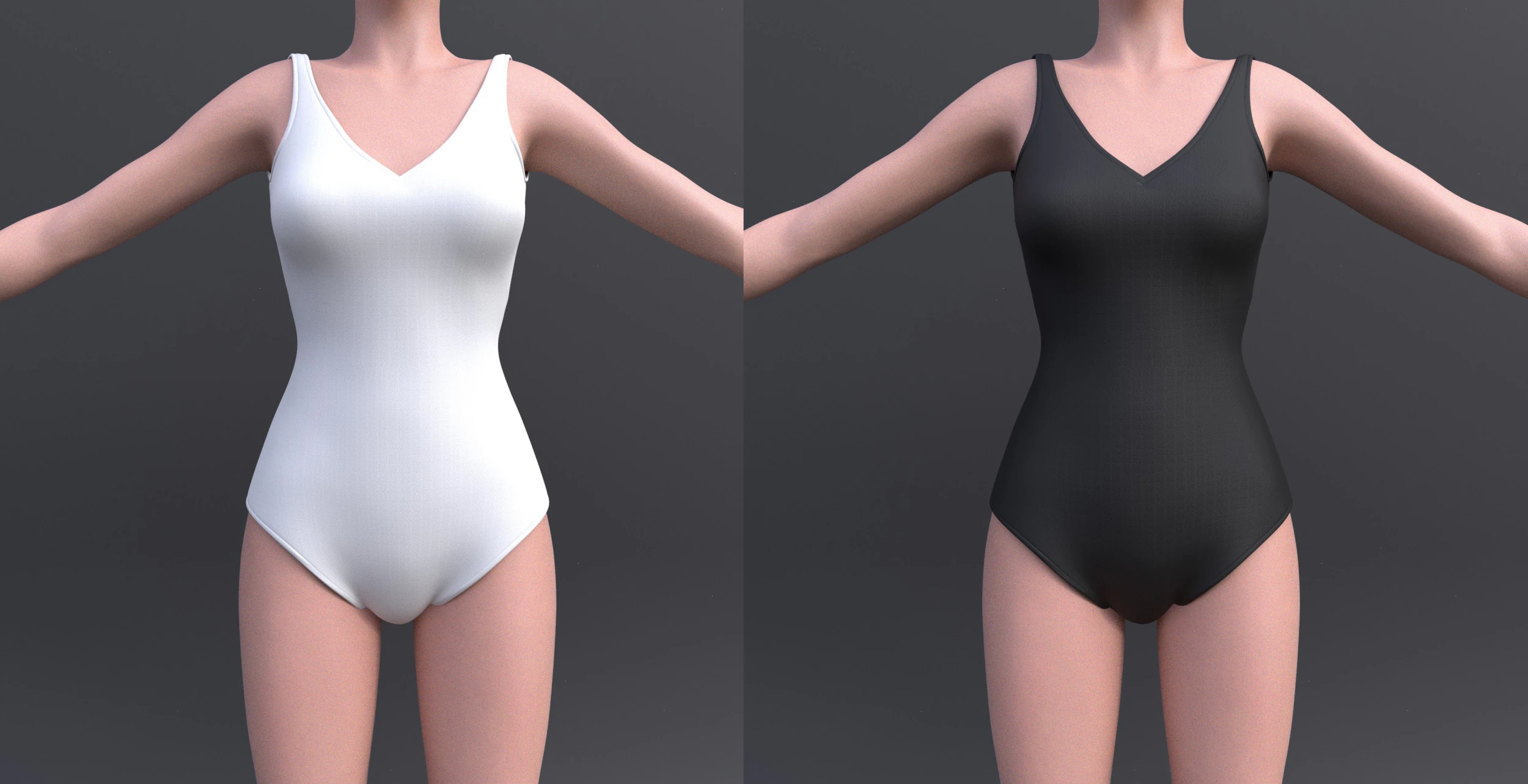 Female Bikini Swimwear Black and White Monokini Swimsuit 3D Model .c4d .max .obj .3ds .fbx .stl .blend 