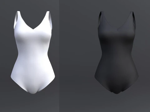 Female Bikini Swimwear Black and White Monokini Swimsuit 3D Model