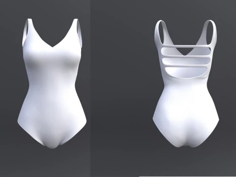 Female Bikini Swimwear Black and White Monokini Swimsuit 3D Model