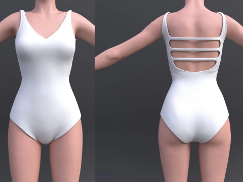 Female Bikini Swimwear Black and White Monokini Swimsuit 3D Model