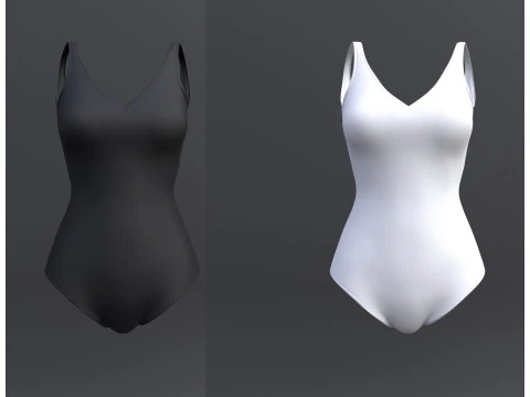 Female Bikini Swimwear Black and White Monokini Swimsuit 3D Model