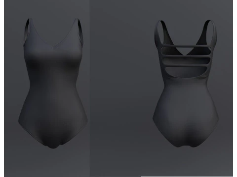 Female Bikini Swimwear Black and White Monokini Swimsuit 3D Model