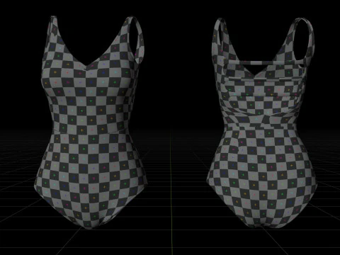Female Bikini Swimwear Black and White Monokini Swimsuit 3D Model