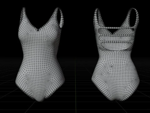 Female Bikini Swimwear Black and White Monokini Swimsuit 3D Model