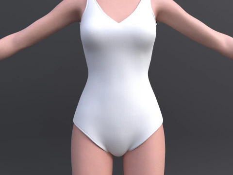 Female Bikini Swimwear Black and White Monokini Swimsuit 3D Model