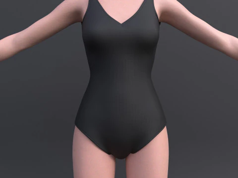 Female Bikini Swimwear Black and White Monokini Swimsuit 3D Model