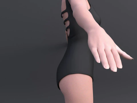 Female Bikini Swimwear Black and White Monokini Swimsuit 3D Model