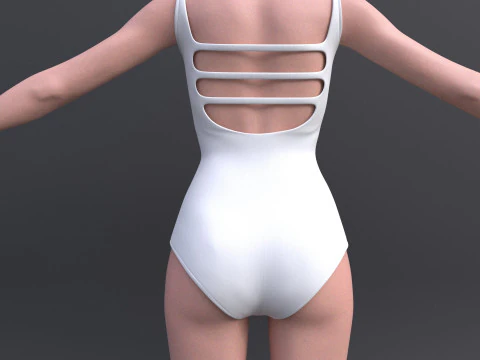 Female Bikini Swimwear Black and White Monokini Swimsuit 3D Model