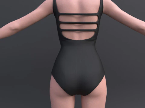 Female Bikini Swimwear Black and White Monokini Swimsuit 3D Model