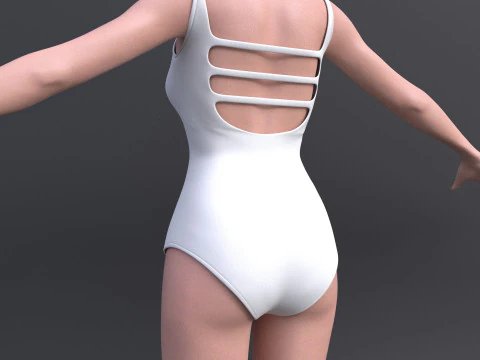 Female Bikini Swimwear Black and White Monokini Swimsuit 3D Model