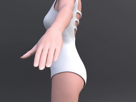 Female Bikini Swimwear Black and White Monokini Swimsuit 3D Model