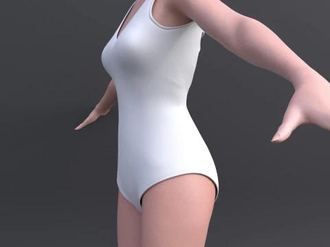 Female Bikini Swimwear Black and White Monokini Swimsuit 3D Model