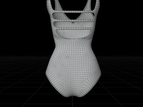 Female Bikini Swimwear Black and White Monokini Swimsuit 3D Model