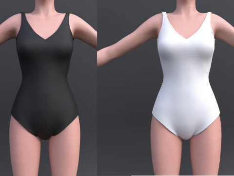 Female Bikini Swimwear Black and White Monokini Swimsuit 3D Model