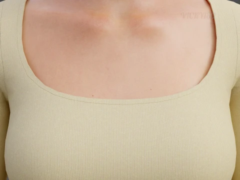 여성용 파스텔 투피스 의류 - 스퀘어 넥 크롭 탑 서클 스커트 의상 3D 모델
