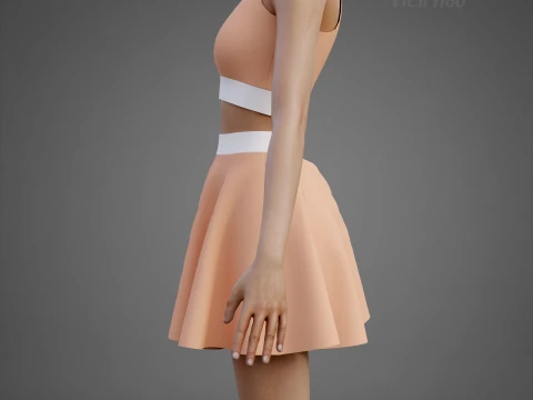 Womens Cami Tank Top and Mini Skirt Tennis Clothes - Two-Piece Sportswear Outfit Set 3D Model